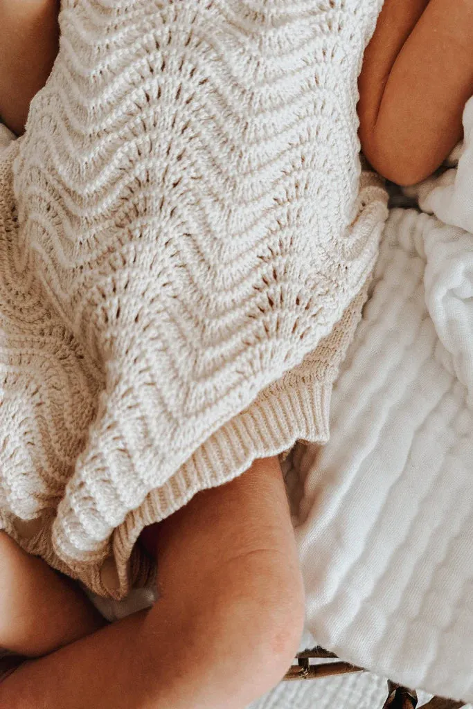 3 Little Crowns Wave Knit Bodysuit - Oat