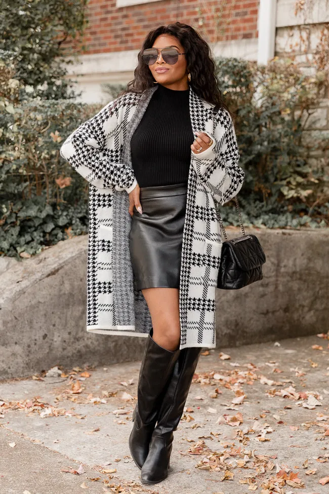 After All Black Houndstooth Cardigan