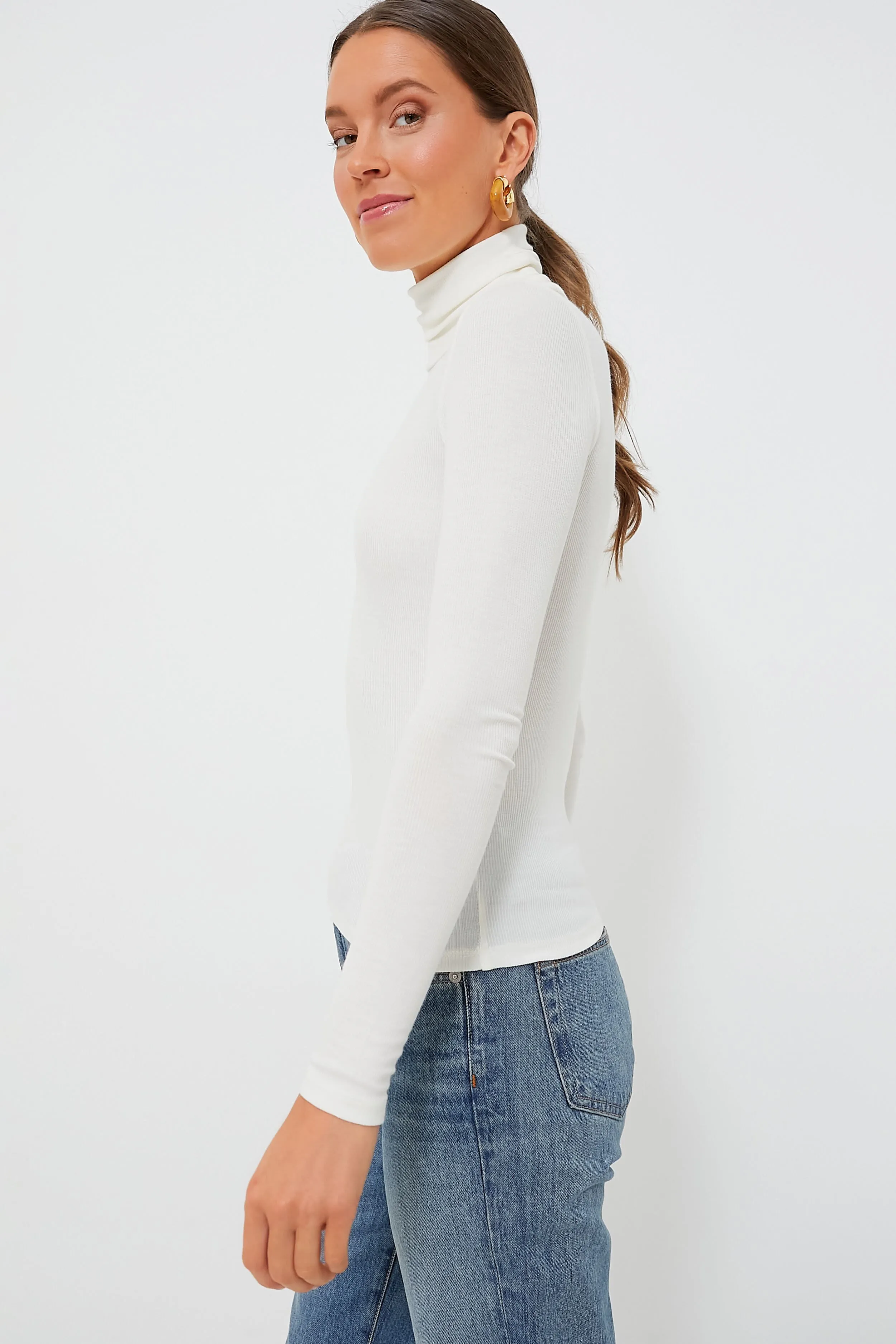 Antique White Lexi Rib Turtleneck