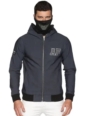 Arctic Fox Male Denim Black sweatshirts with Integrated Mask & Hoodies