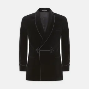 Black Double Breasted Velvet Smoking Jacket