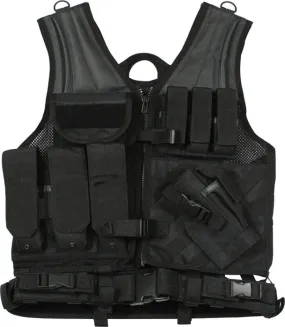 Black - MOLLE Compatible Cross Draw Tactical Vest