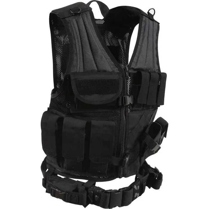 Black - MOLLE Compatible Cross Draw Tactical Vest