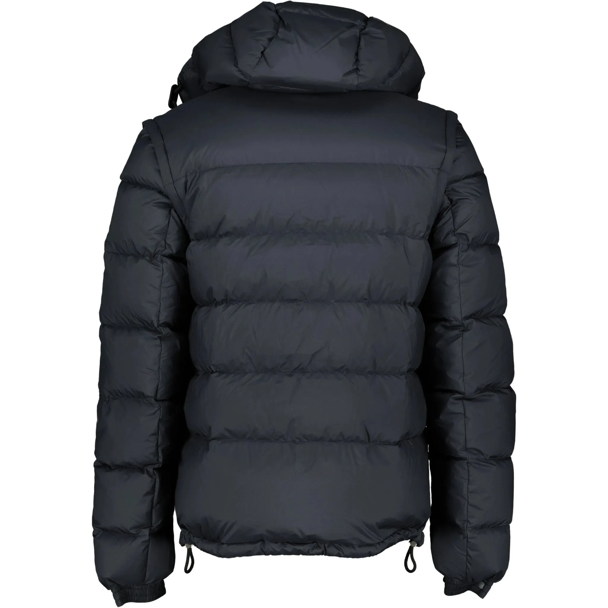 BURBERRY 'BASFORD' DETACHABLE SLEEVE HOODED DOWN JACKET NAVY