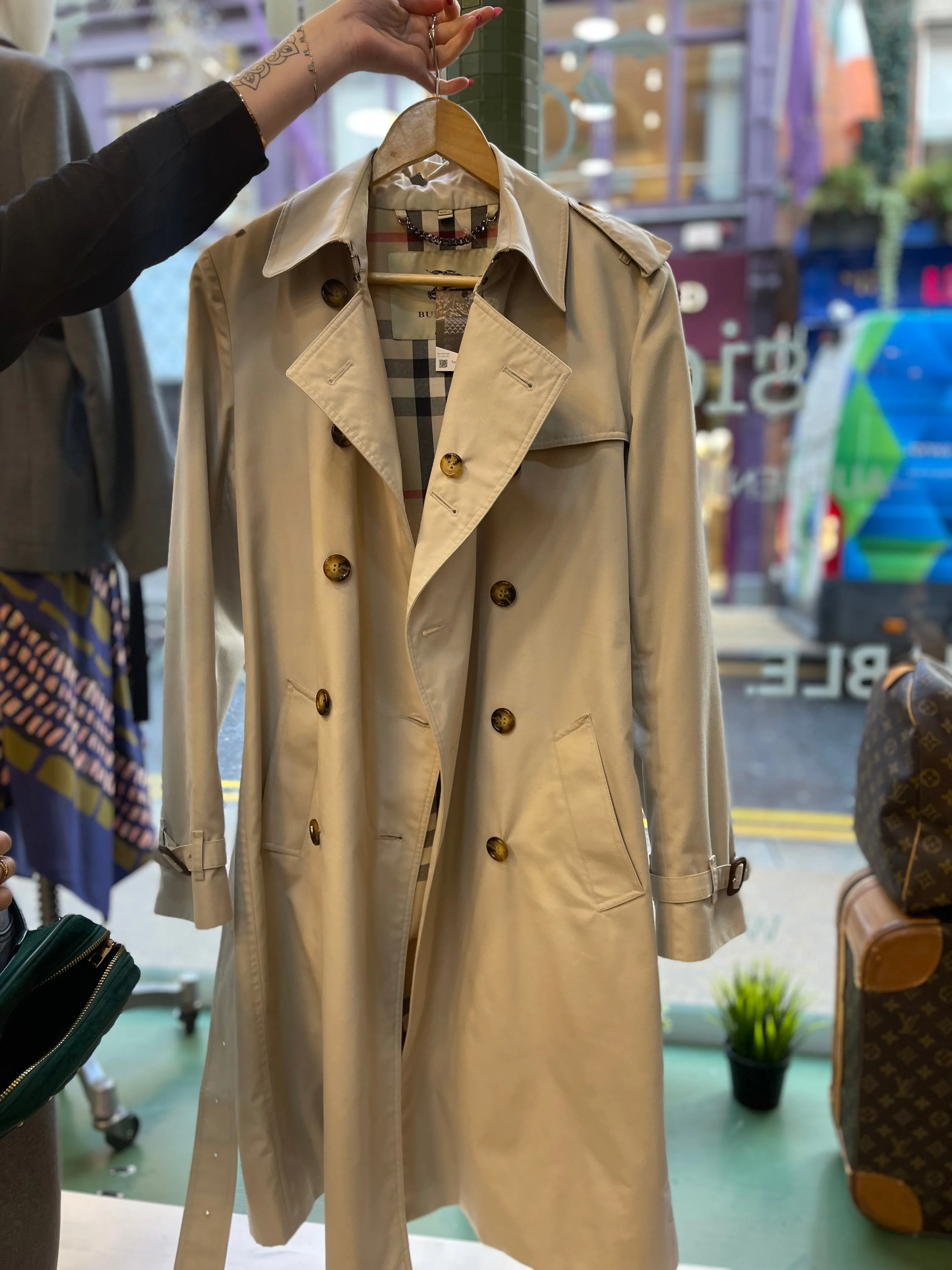 Burberry Cream Cotton Mix Trench Coat