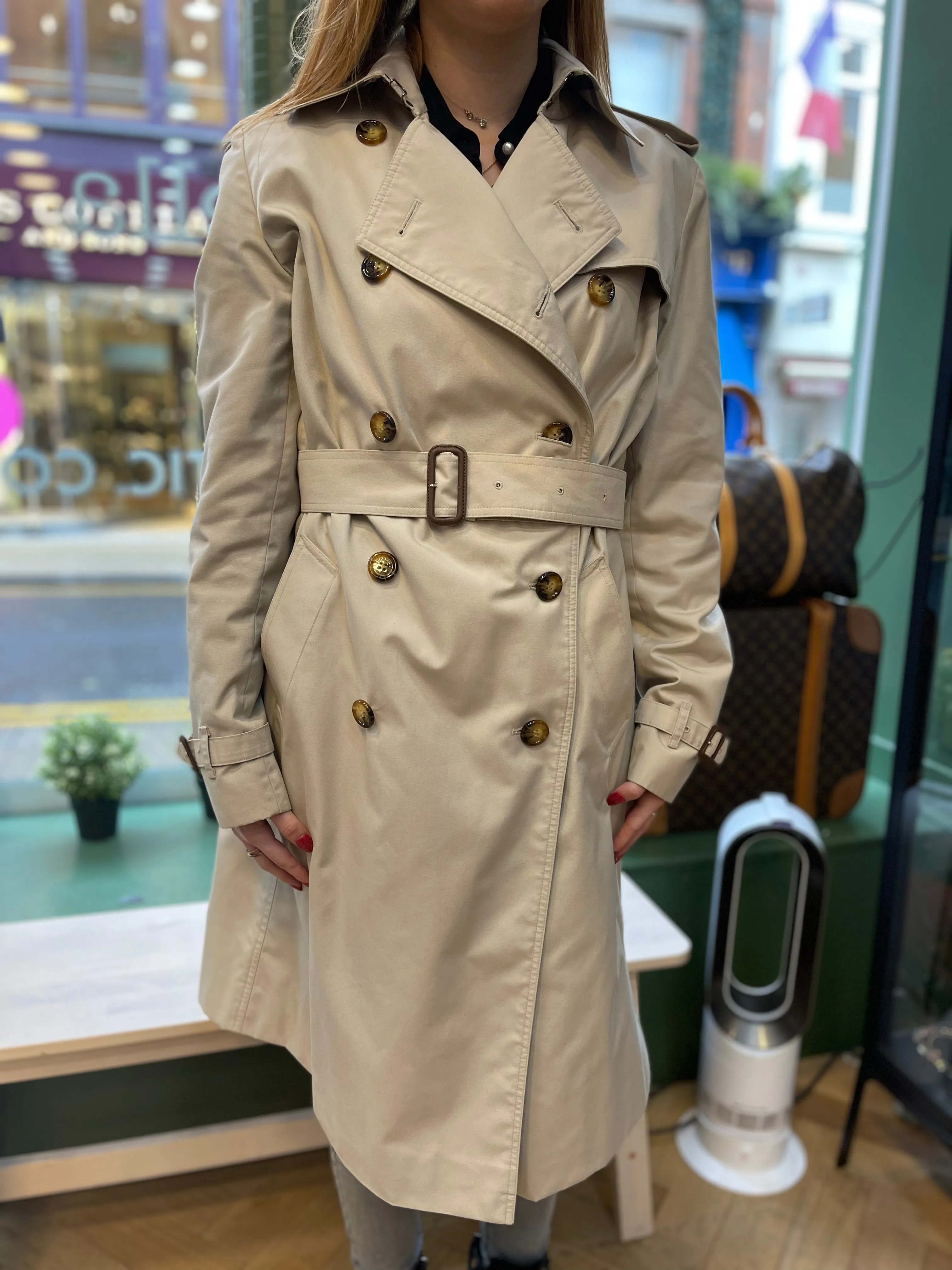 Burberry Cream Cotton Mix Trench Coat