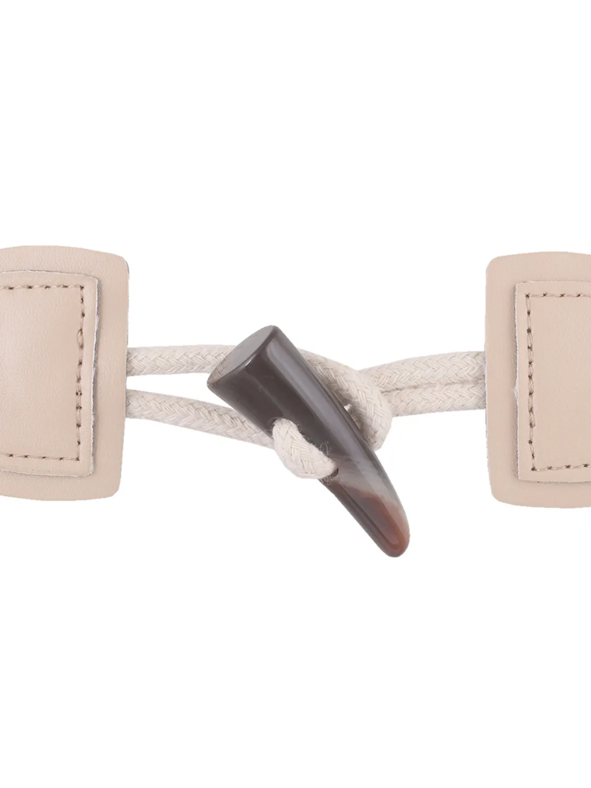 Cream PU Leather Horn Toggle Coat Closure