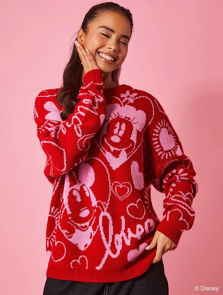 Disney Mickey & Minnie Love Oversized Knitted Jumper