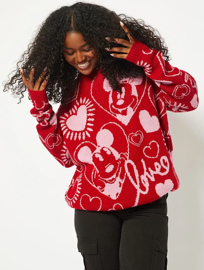 Disney Mickey & Minnie Love Oversized Knitted Jumper