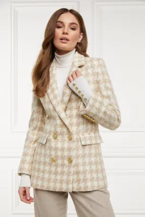 Double Breasted Blazer (Camel Houndstooth)