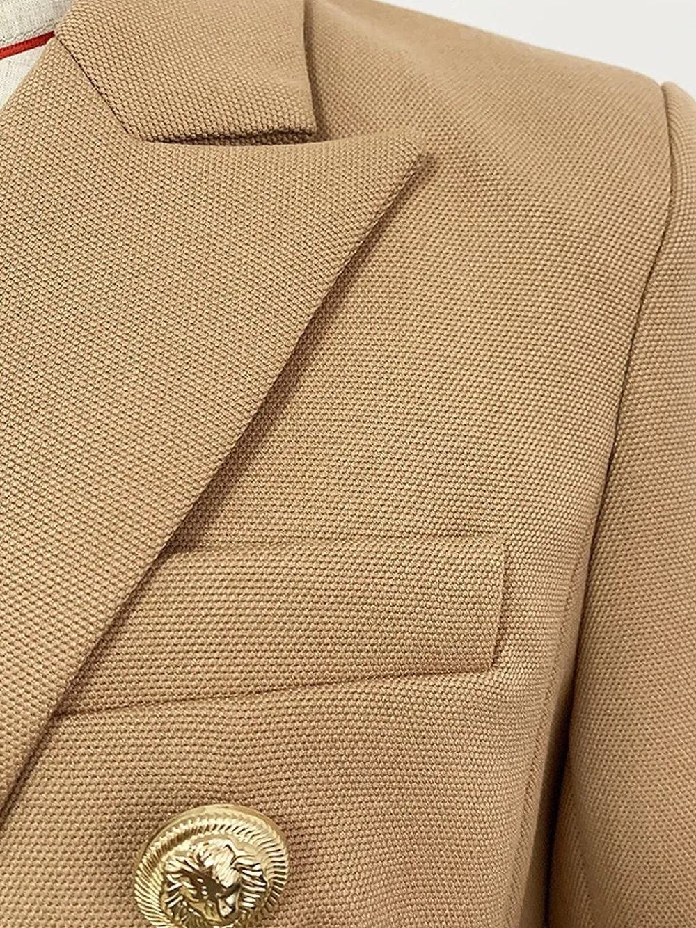 Double Breasted Fitted Blazer in Light Brown