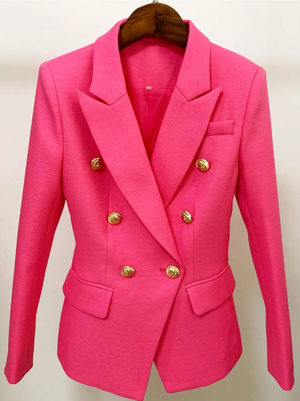 Double Breasted Fuchsia Blazer