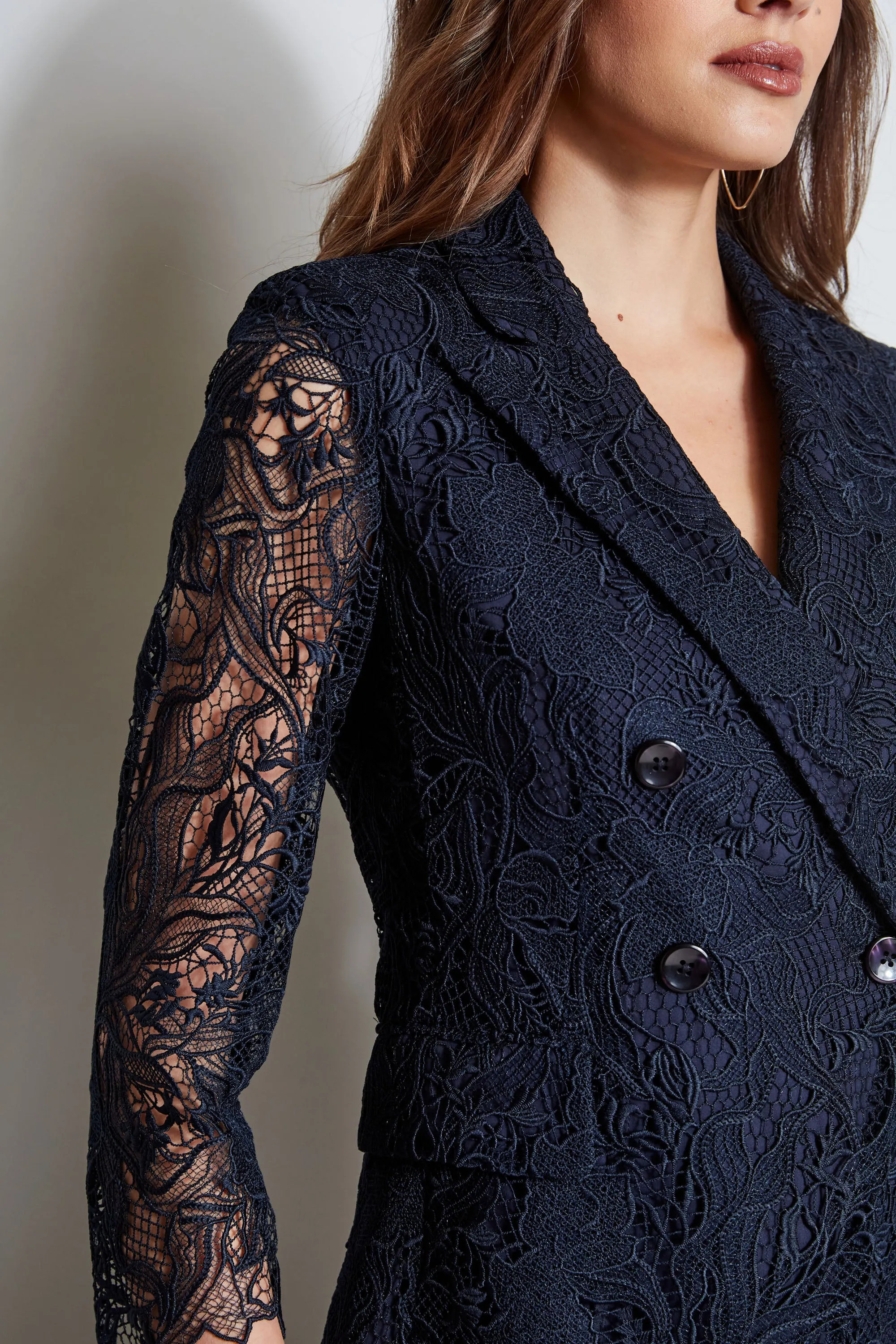 Double Breasted Lace Blazer