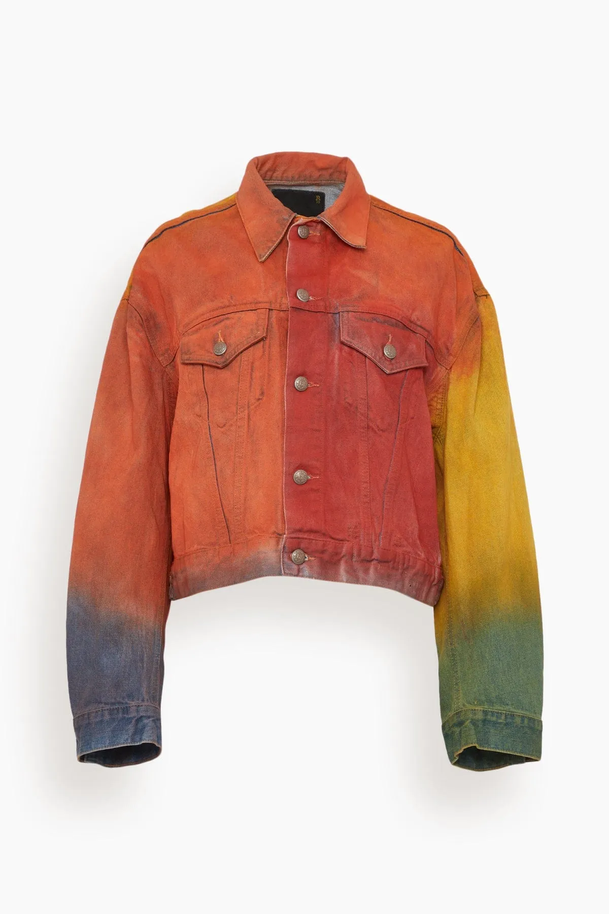 Eli Boxy Trucker Jacket in Multicolor Spray Dye