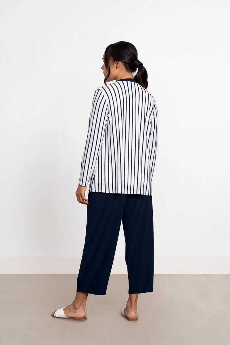 Everyday Cardigan | Navy Stripe