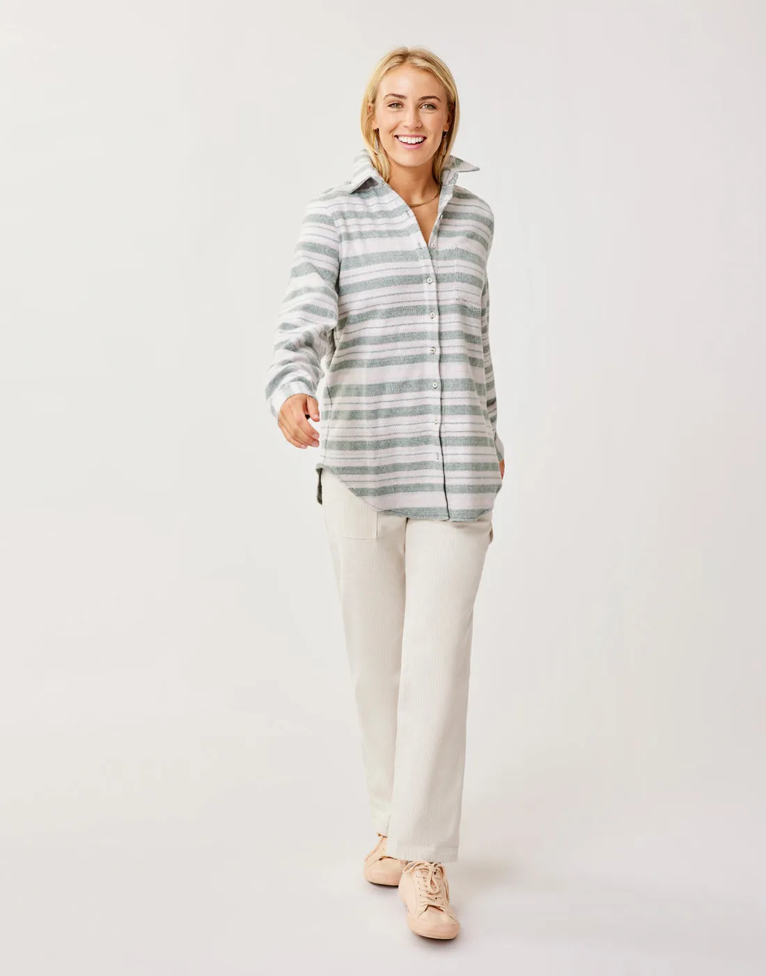 Fairbanks Supersoft Shirt: Cilantro Block Stripe