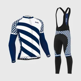 Fdx Men's & Boy's Set Equin Thermal Roubaix Long Sleeve Cycling Jersey & Bib Tights - White