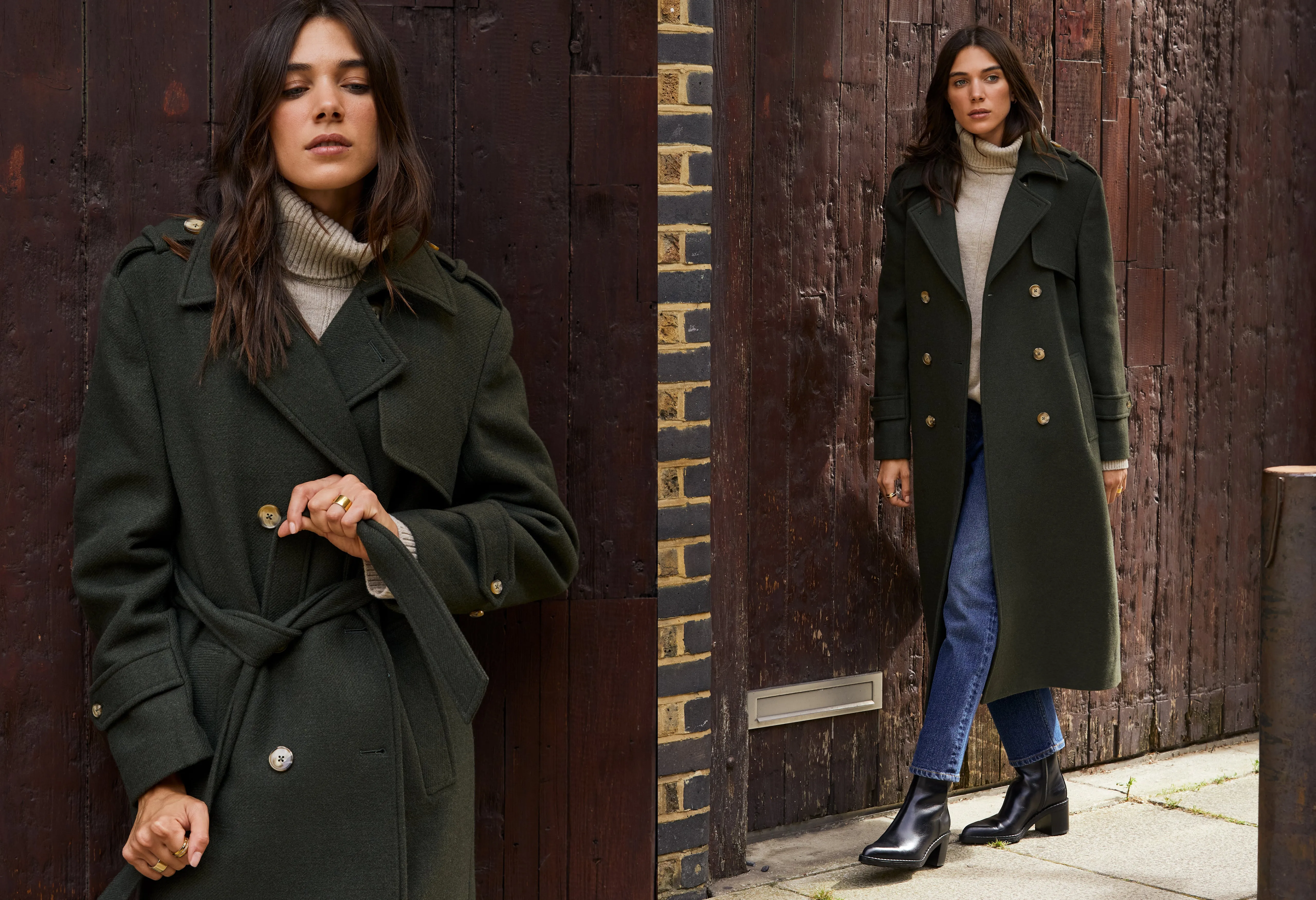 Ingrid Belted Wool Trench Coat