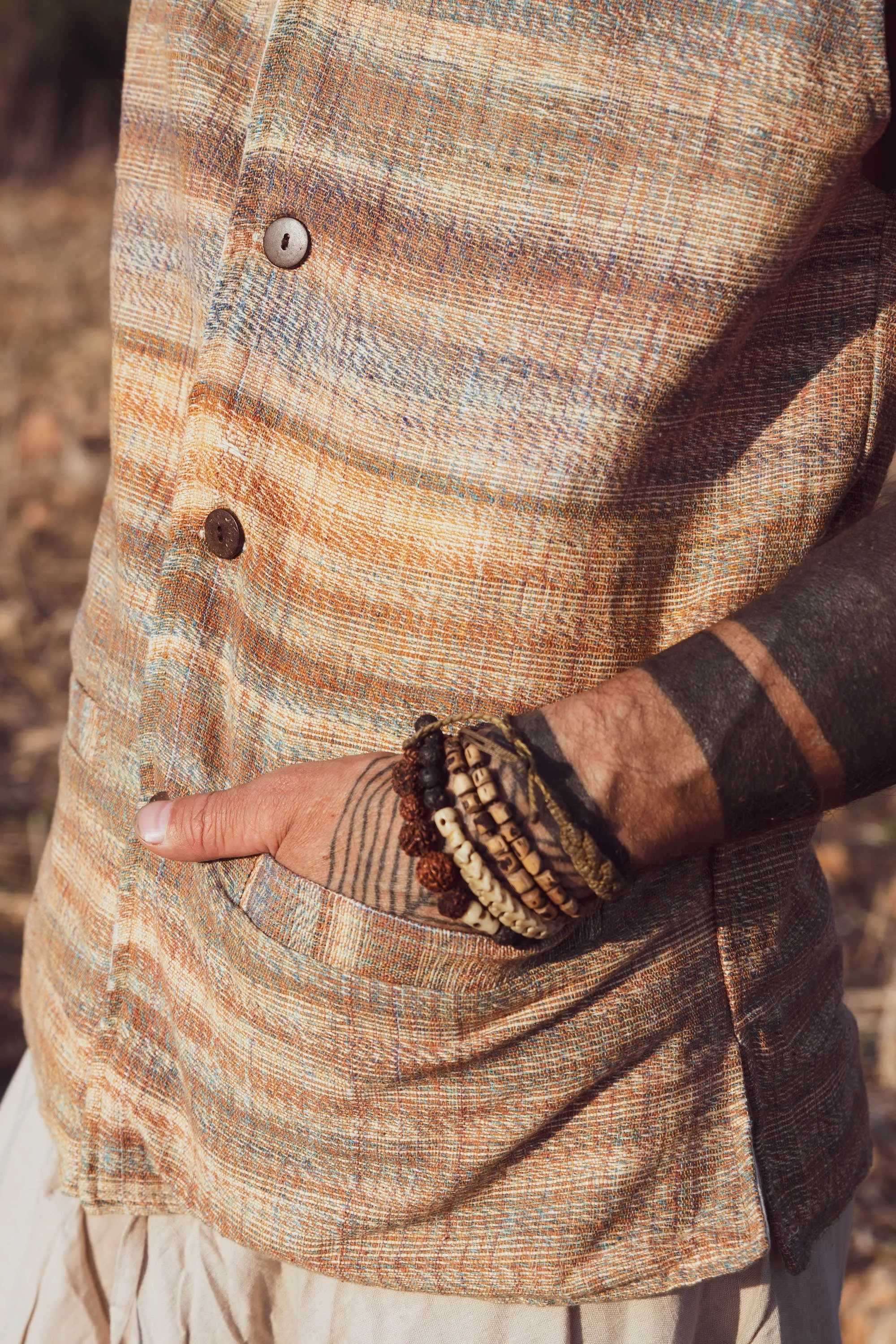 Khadi Cotton Vest with Collar