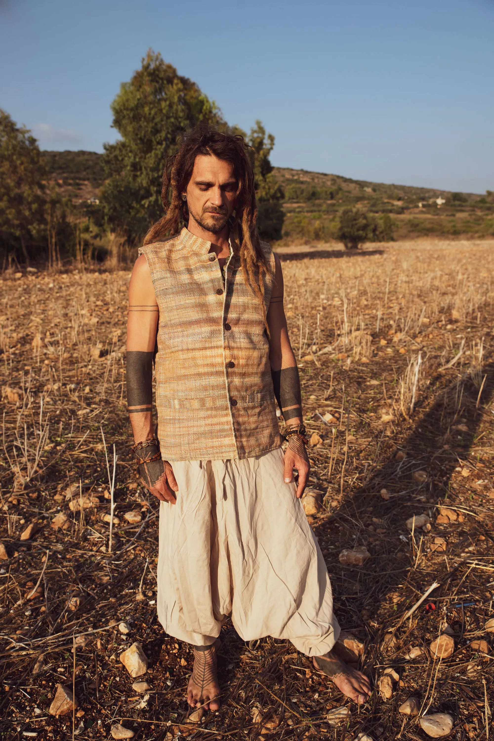 Khadi Cotton Vest with Collar