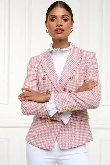 Knightsbridge Blazer (Light Pink Puppytooth)