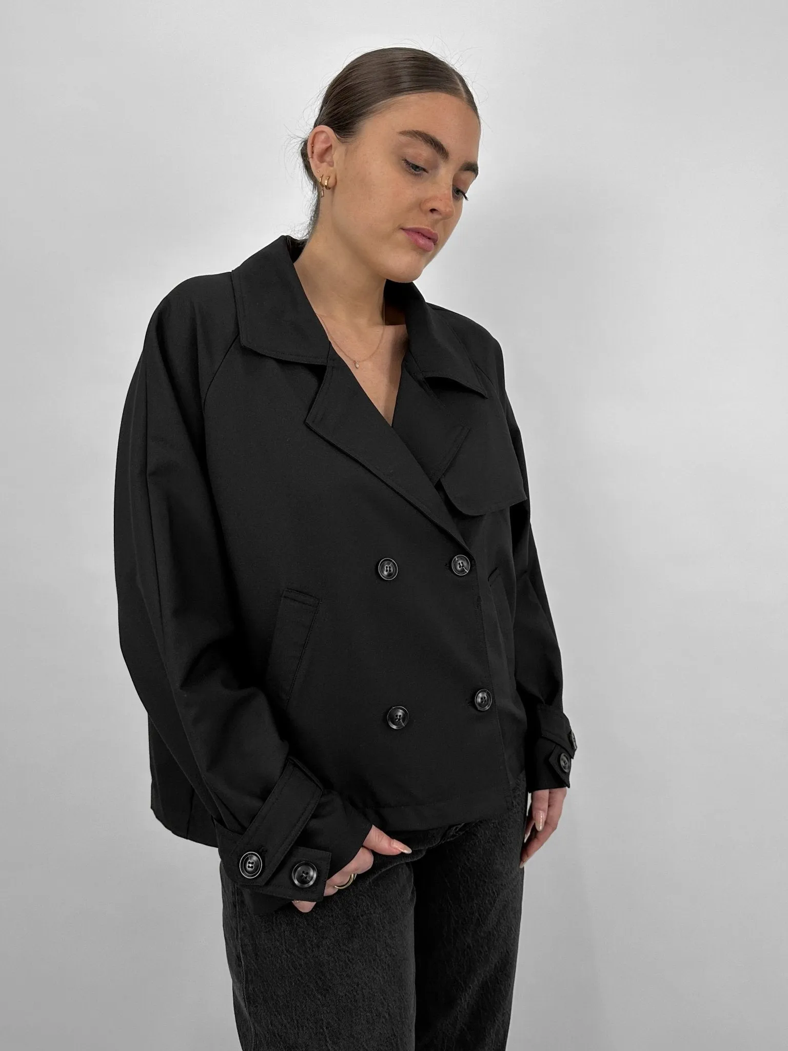 Monochrome Cropped Trench Coat