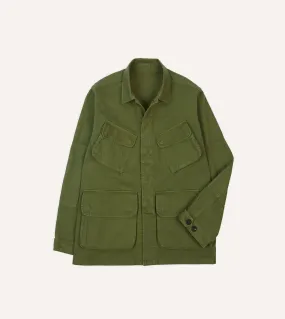 Olive Herringbone Cotton Jungle Jacket