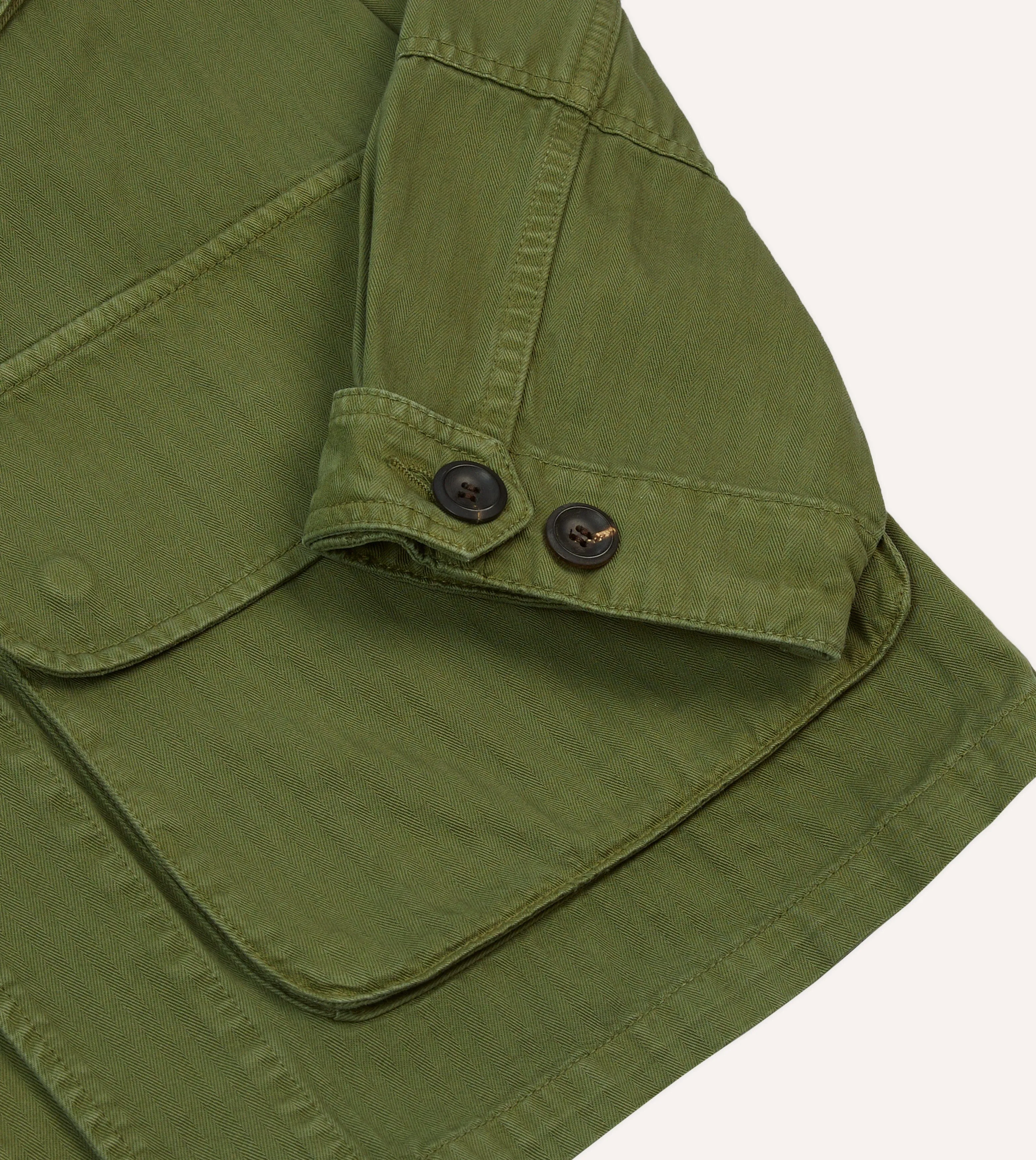 Olive Herringbone Cotton Jungle Jacket