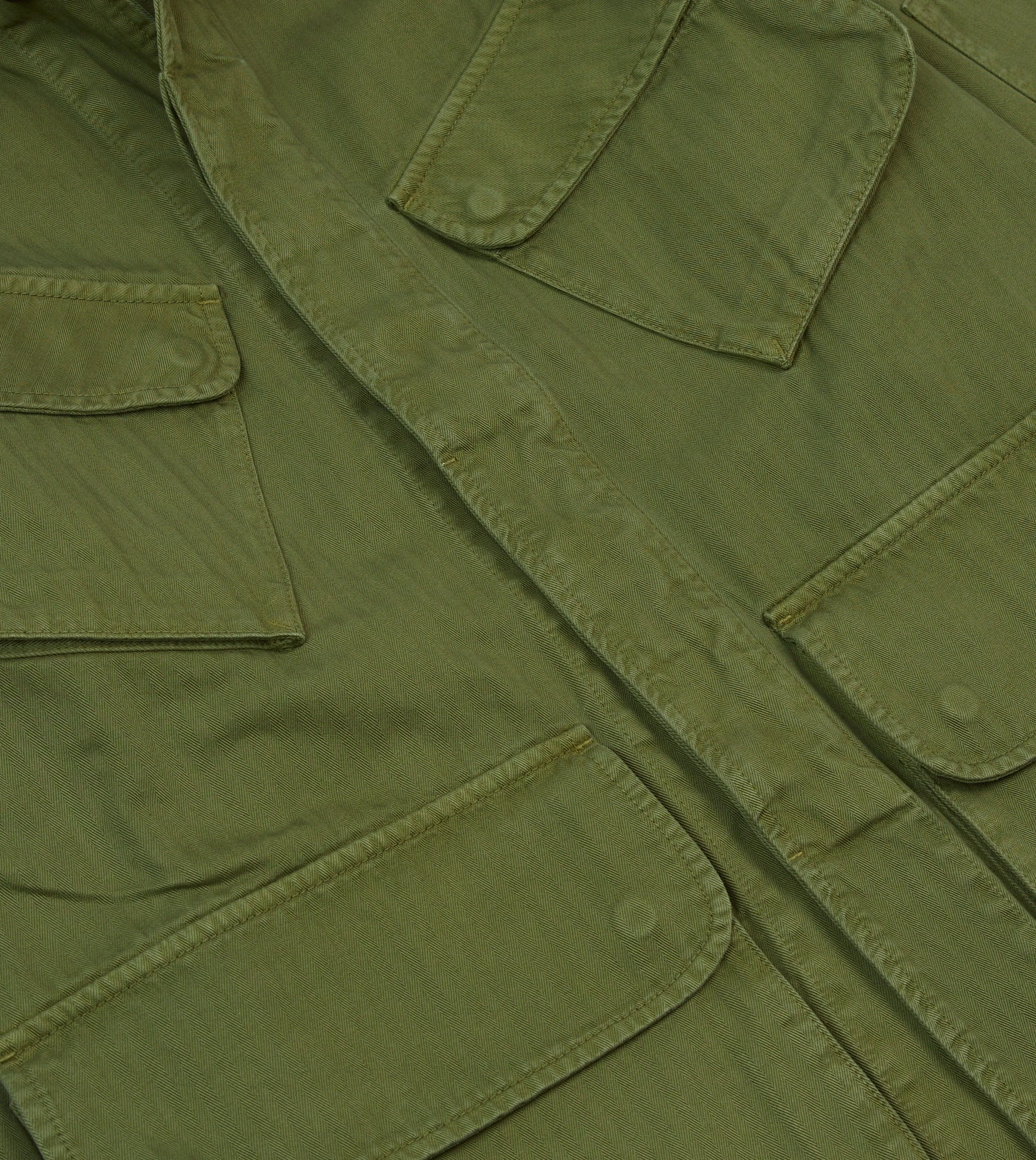 Olive Herringbone Cotton Jungle Jacket